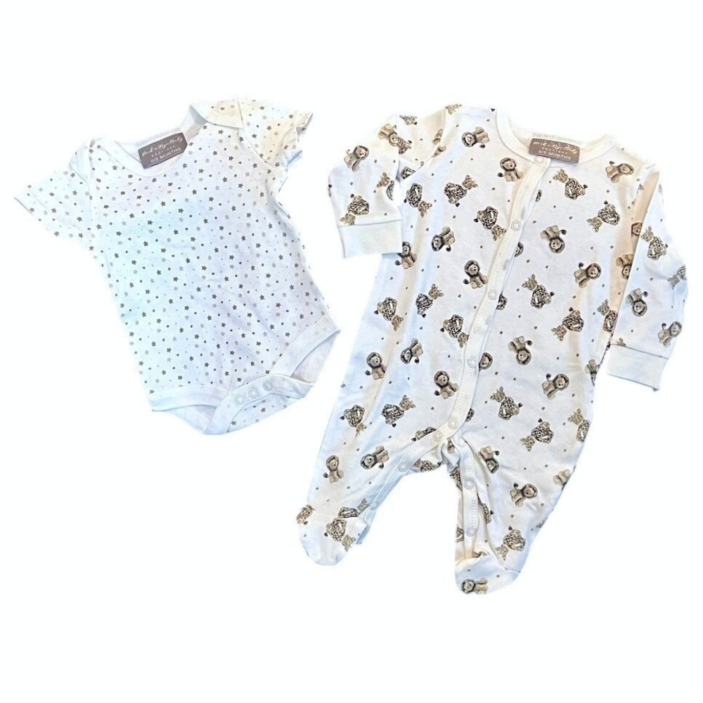 New Rock a Bye Baby Boutique Lion Sleeper & Cream Star Bodysuit 0-3 months NWOT